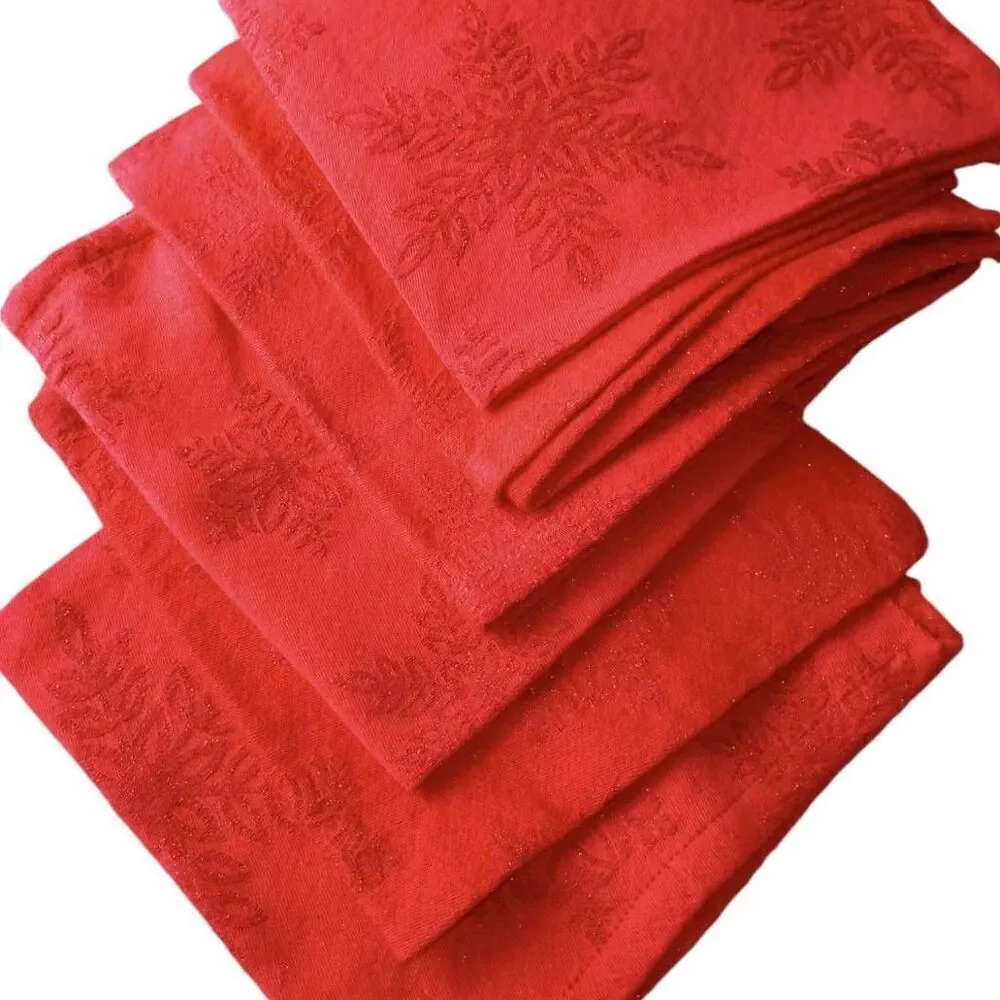 Cloth table linens, napkins, holiday. Set of six